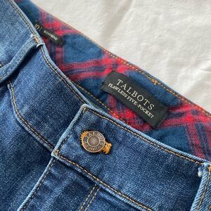 Talbots women’s jeans, boyfriend cut jeans, size 10, like new, plaid flannel